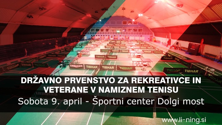 Državno prvenstvo za rekreativce in veterane v namiznem tenisu - 9.4.2022