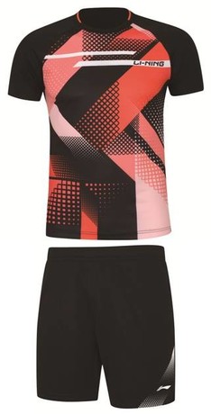Tischtennis Herren Wettkampf-Dress (Set aus Shirt und Shorts) orange + schwar... L = M EU