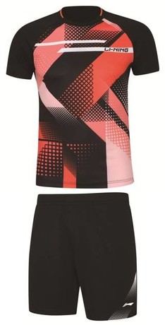 Tischtennis Herren Wettkampf-Dress (Set aus Shirt und Shorts) orange + schwar... XL = L EU